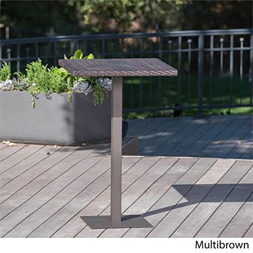 Christopher Knight Home Dominic Outdoor 26" Wicker Square Bar Table, Multibrown