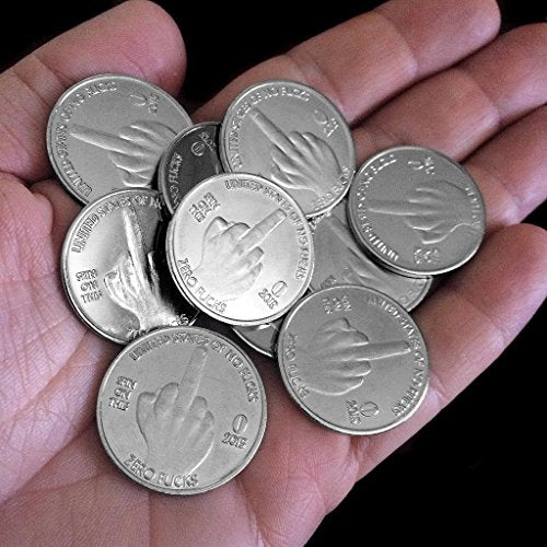 ZFG Inc. Zero F's Given Giftable Novelty Quarter Coins, Color Silver, The Middle Finger, 10-Pack