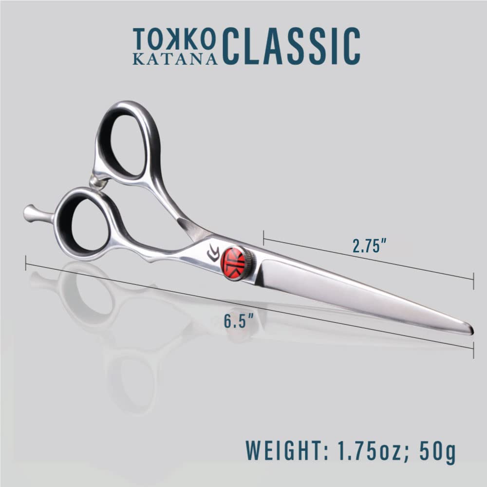 Katana Classic Professional 6.5" Shear Set by Tokko Shears, Premium 440C Japanese Steel Regular and Thinning Scissors for Barbers and Salon Professionals