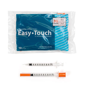 Easy Touch Syringes, 30 Gauge 1cc ½, 100 Syringes Each Box (0.5 30Gx1/2)