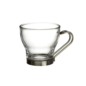 Bormioli Rocco Verdi Espresso Cup With Stainless Steel Handle, Set of 4, Gift Boxed