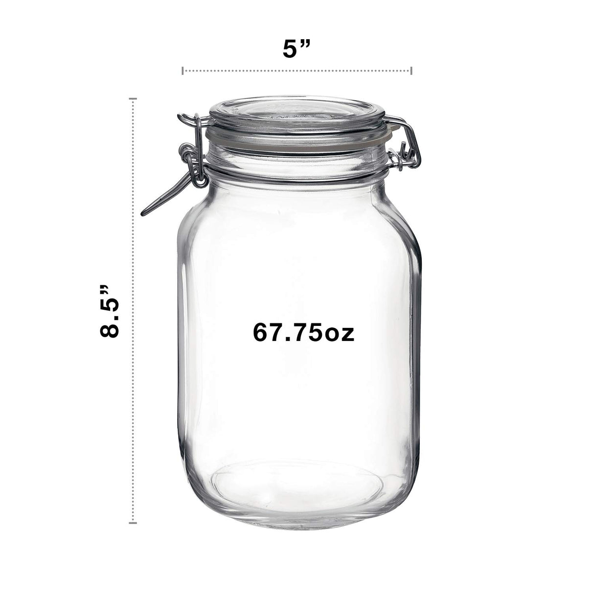 Bormioli Rocco Fido Glass Canning Jar Italian 67¾ oz-2 Liter, 67.75 oz, Clear