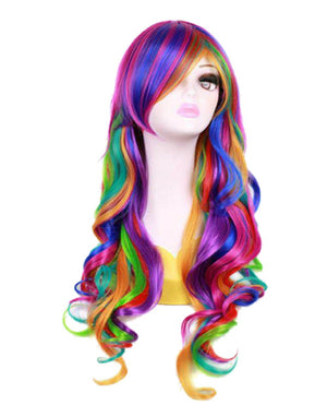 27.56'' Long Women Rainbow Wavy Cosplay Heat Resistant Wig