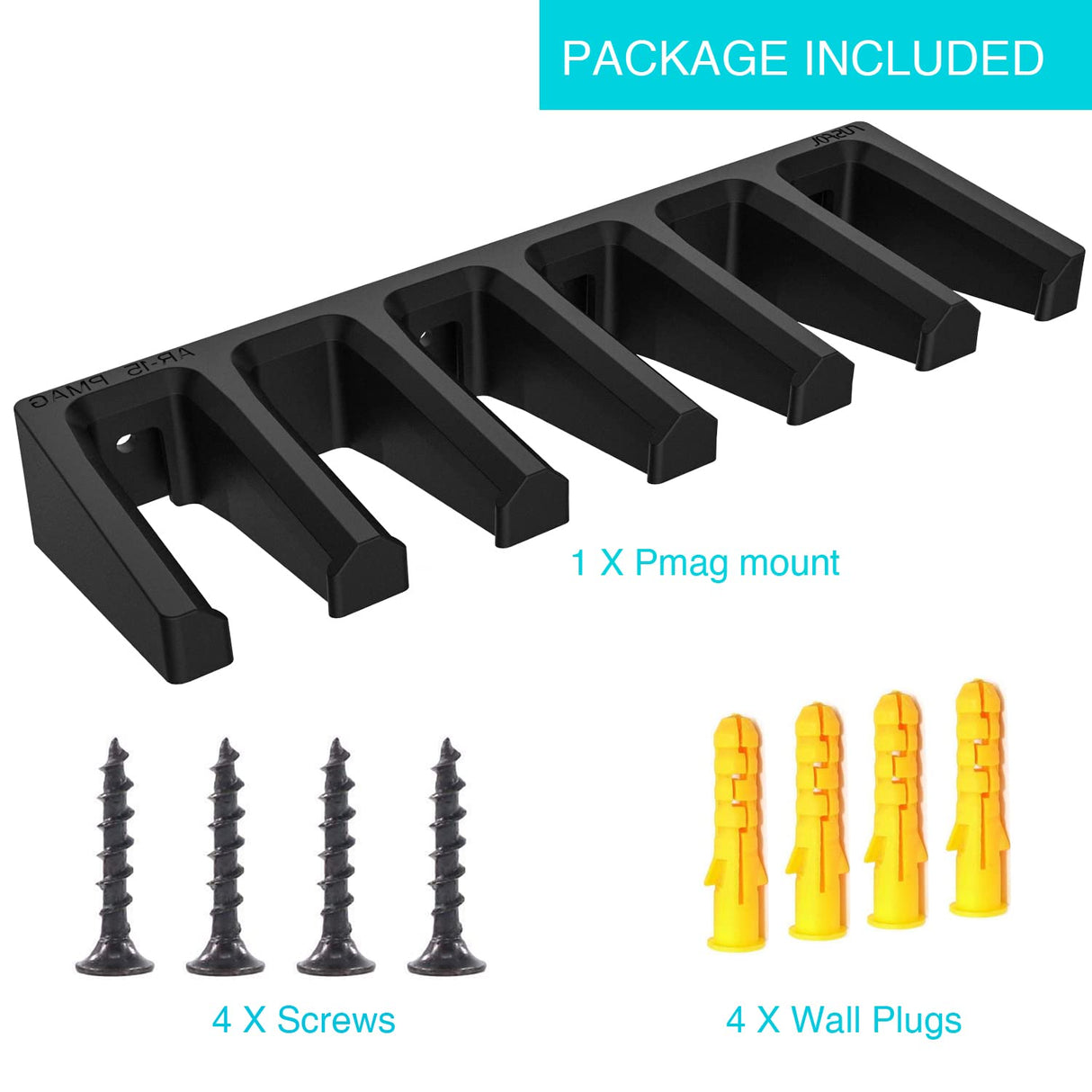 Solid ABS 6X Standard PMAG Wall Mount, Mag Holder, Home Magazine Storage Rack, 1 Pack