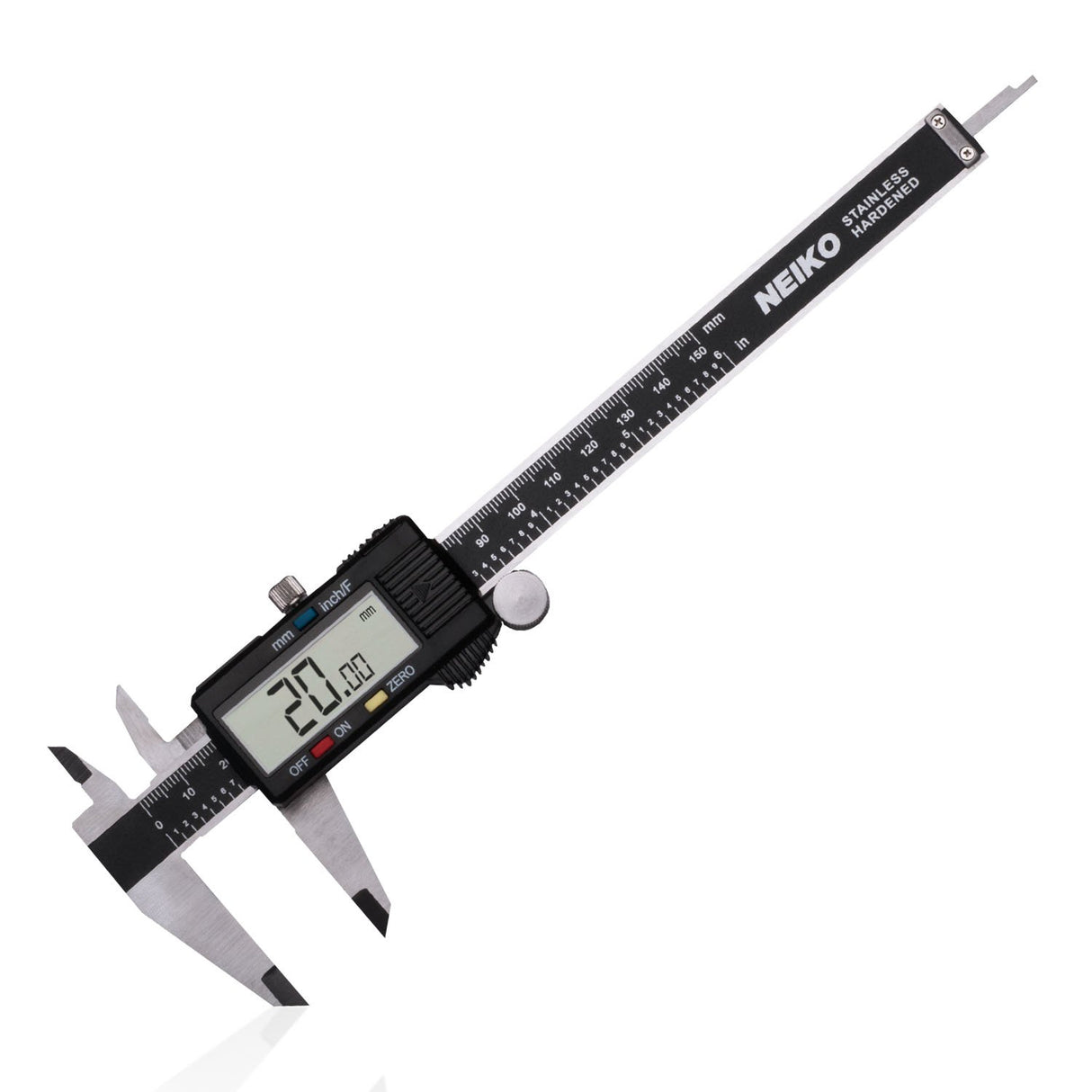 NEIKO 01407A Electronic Digital Caliper | 0-6 Inches | Stainless Steel Construction with Large LCD Screen | Quick Change Button for Inch/Fraction/Millimeter Conversions