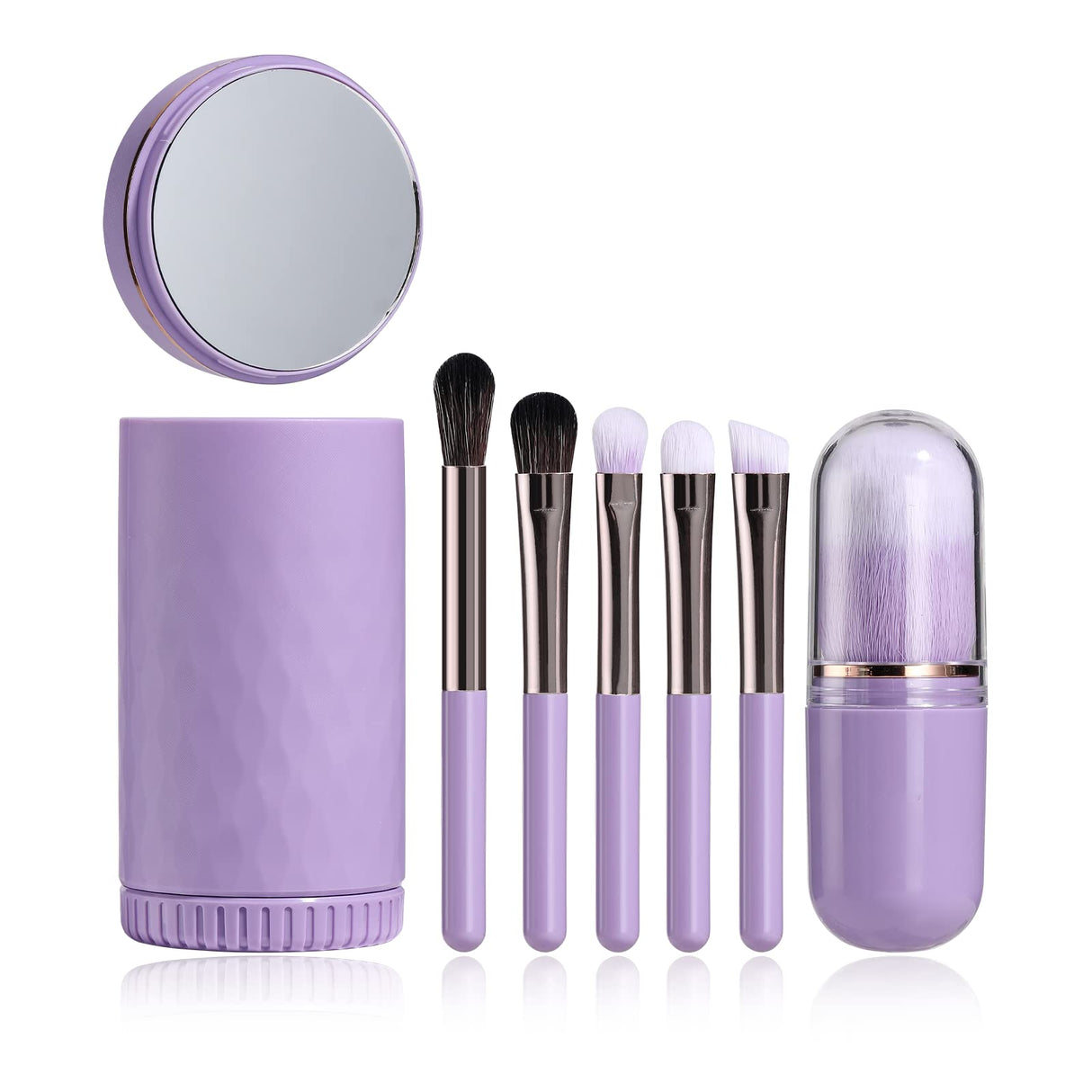 BS-MALL Makeup Brush Premium Synthetic Foundation Powder Concealer Eyeshadow Makeup Travel Set with Mirror Purple