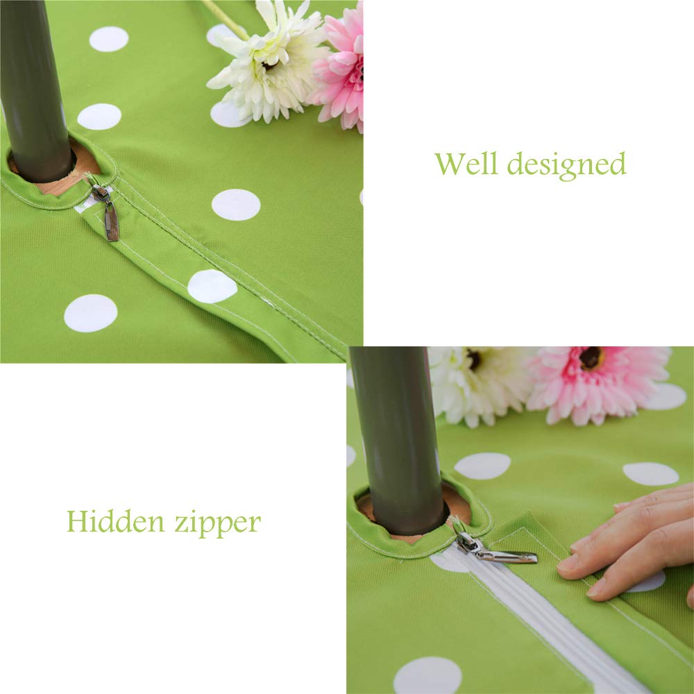 Eternal Beauty Outdoor Tablecloth Rectangle 60X 84 Spillproof Outdoor Tablecloth with Umbrella Hole Zipper for Spring Summer Patio Table(Green Polka Dot)