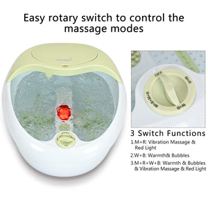 Giantex Foot Bath Massager Spa, Warm Heat Bubbles Electric Handheld Pedicure Feet Scrubber Removable Cover Vibration Massage, Double-Layer Barrel Non-Cracking Foot Baths w/Callus Remover (Green)