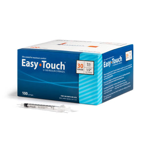 Easy Touch Syringes, 30 Gauge 1cc ½, 100 Syringes Each Box (0.5 30Gx1/2)