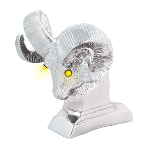 GG Grand General 48046 Chrome Ram's Head Hood Ornament with Amber LED Eyes, Chrome Plated