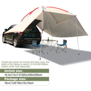 REDCAMP Waterproof Car Awning Sun Shelter, Portable Auto Canopy Camper Trailer Sun Shade for Camping, SUV, Outdoor, Beach Beige
