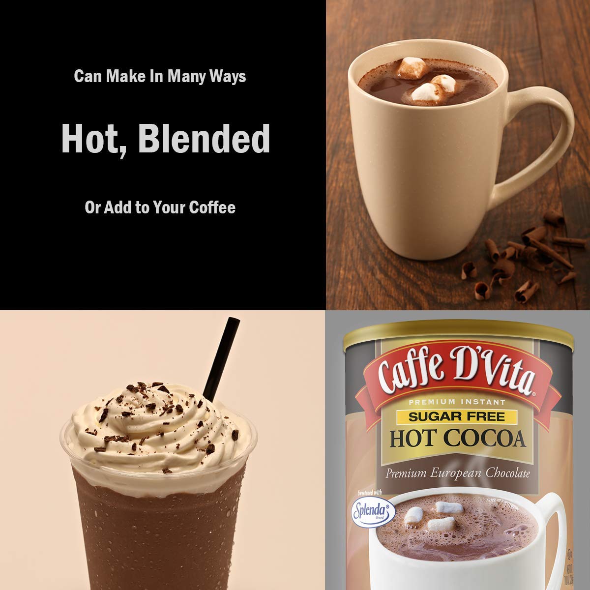 Caffe D’Vita Sugar Free Hot Cocoa 10 oz. can