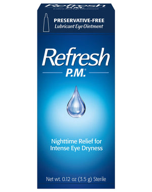 Refresh P.M. Lubricant Eye Ointment, Nighttime Relief, Preservative-Free, 0.12 Oz Sterile, Packaging May Vary