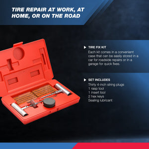 TL Tooluxe 50002L Universal Heavy Duty Tire Repair Kit | 35 Piece | Repair Punctures and Plug Flats | Automotive | Ideal for Tires on Cars, Trucks, Motorcycles, ATV | Roadside Emergency Tire Fix Kit