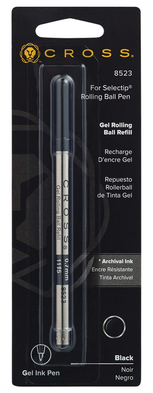 Cross Selectip Gel Rollingball Pen Refill, Black, 1 per Card (8523)