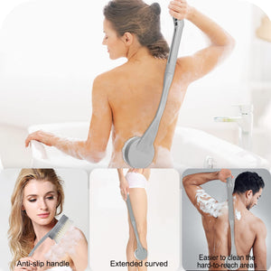 Back Brush Long Handle for Shower, 20.5” Back Bath Brush for Shower, Back Scrubber, Exfoliation and Improved Skin Health for Elderly with Limited Arm Movement, Disabled, Pregnant Women