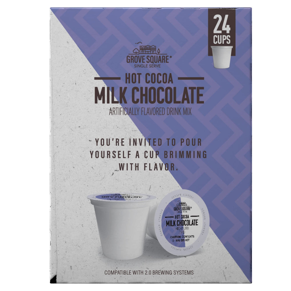 Grove Square Hot Cocoa Pods, Milk Chocolate, Single Serve (Pack of 24) (Packaging May Vary)