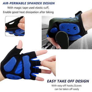 MOREOK Cycling Gloves Bike Gloves for Men/Women-[Breathable Anti-Slip 5MM Gel Pad] Biking Gloves Half Finger Road Bike MTB Bicycle Gloves-050-BLUE-L