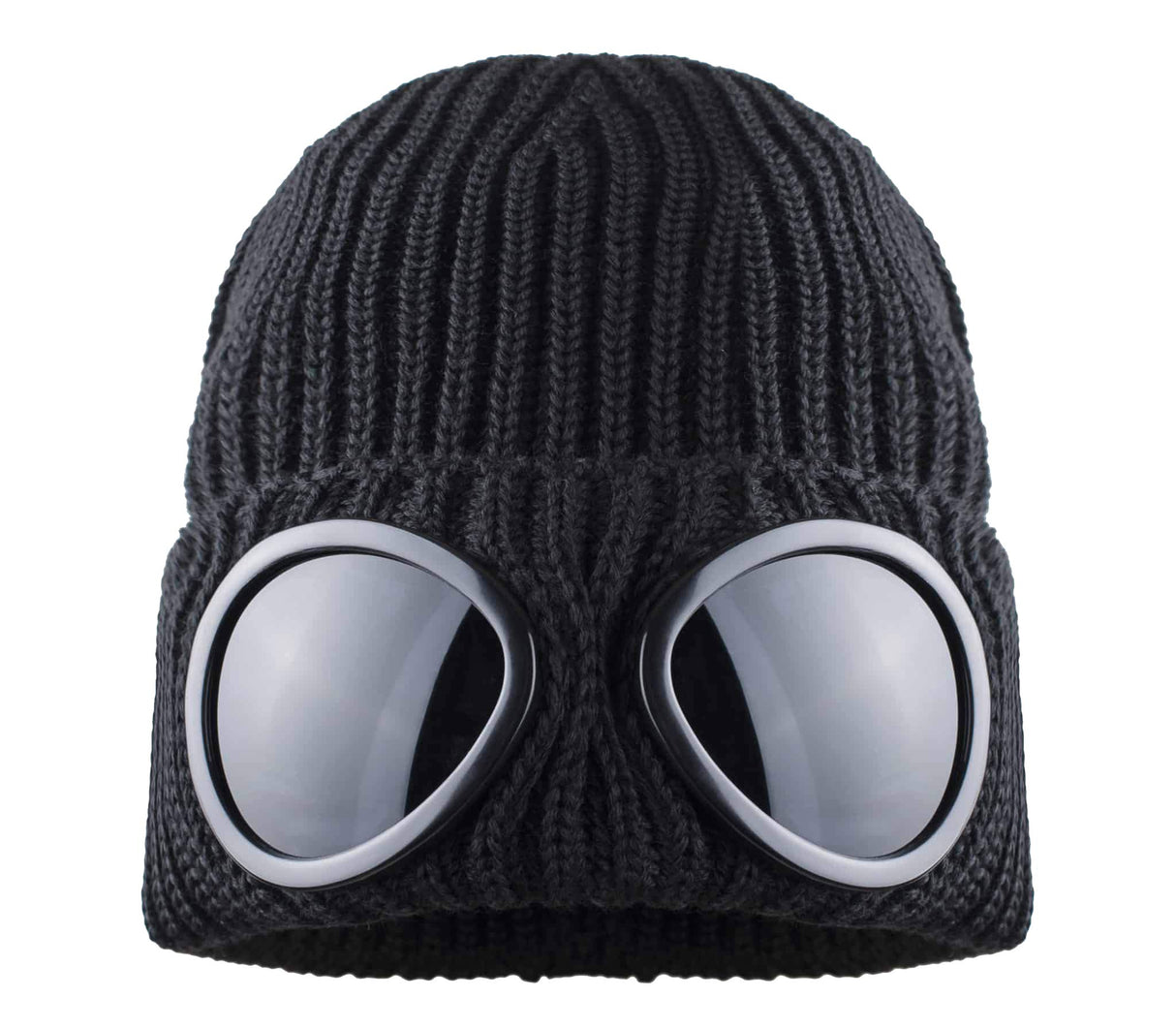 BIGFOOT Goggle Hat, Beanie Style with Ribbed Knit Cuff for Winter - Unisex Black
