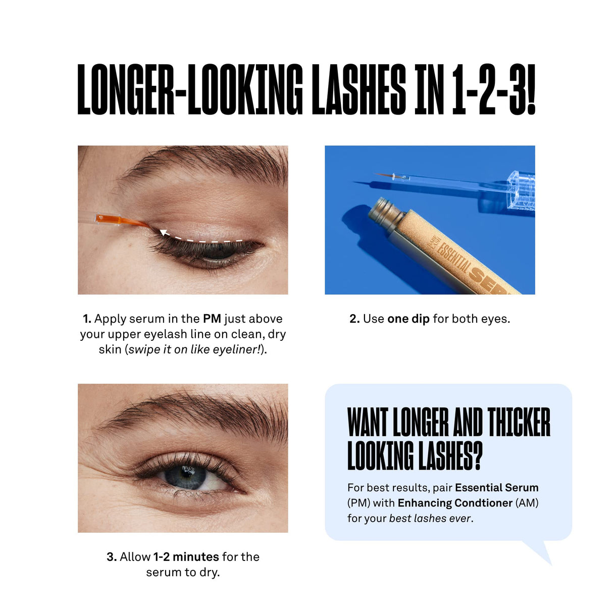 Babe Lash Eyelash & Brow Enhancer Serum for Natural, Fuller & Longer Looking Eyelashes - Eyelash Booster Hydrates Lashes for Lash, Brow & Lash Extensions - 4 ML