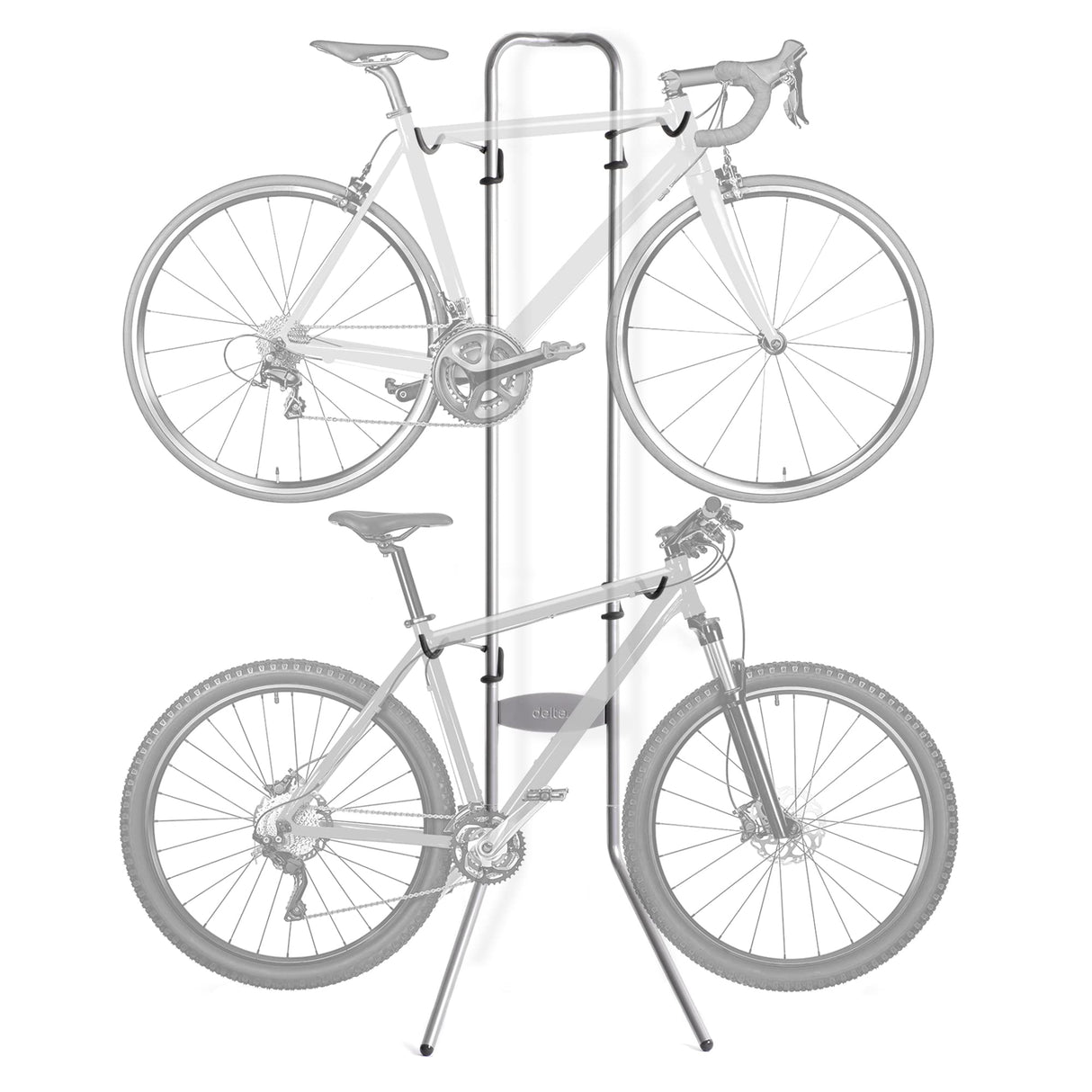 Delta Cycle Michelangelo 2 Bike Storage Rack - Gravity Wall Bike Rack - Fully Adjustable Bike Rack Garage for Road, MTB, and Hybrid Bicycles - Vertical Bike Rack Holds Up to 80 lbs