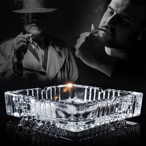 Ashtray, Large Glass Ashtray for cigarette cigar, Clear Crystal Ash trays Outdoor Glass Spuare Ashtrays (7x7inch)
