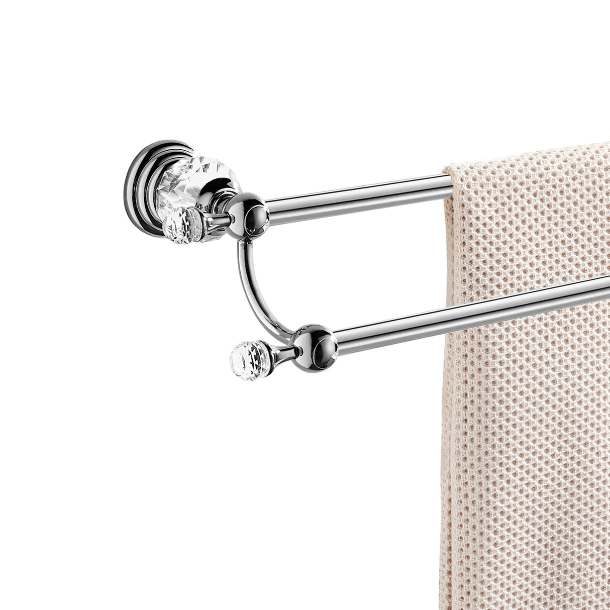 WINCASE Chrome Towel Bar, Double Towel Holder 24 Inch, Silver Crystal Bathroom Towel Racks Wall Mounted