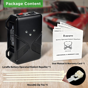 Loraffe Rodent Repellent Ultrasonic Under Hood Animal Repeller Battery Powered Rodent Strobe Light Keep Rat Mice Away from Car Engine Truck Garage Attic Basement Warehouse Barn Shed Vehicle Protection
