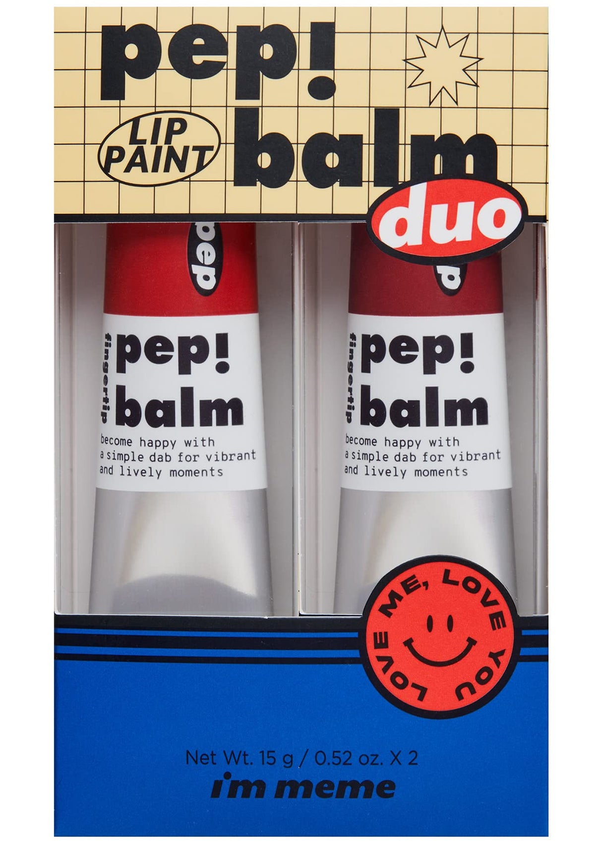 I'M MEME 2-in-1 Multi-use Lip and Cheek Tint Set - Pep!Balm Duo | With Shea Butter, Gift, Liquid Blush and Lip Paint, Travel-Friendly (001 Recharger & 003 Pause)
