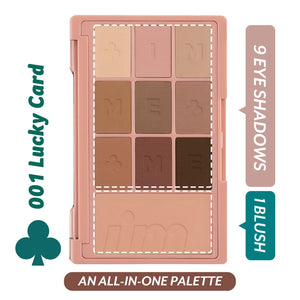 Official Shop|I'M MEME IM HIDUN Card Palette|Portable Size with 9 Eyeshadows and 1 Color Cheek Palette with Mirror | 001 Lucky Card