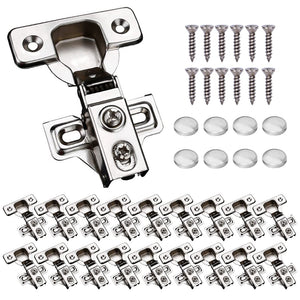 KONIGEEHRE 20 Pack Soft Close Cabinet Door Hinges for 1/2" Partial Overlay Cupboard, 100 Degree Opening Angel, Stainless Concealed Kitchen Cabinet Hinges with Mounting Screws and Manual