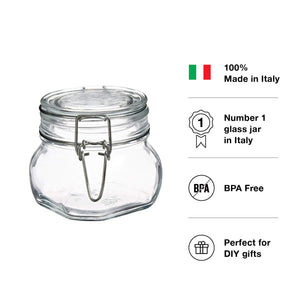Bormioli Rocco Fido 17.5 Ounce Glass Storage Jars:, 17 Ounce, Clear