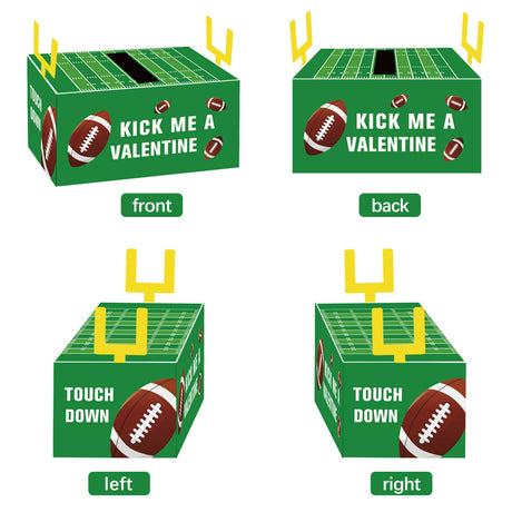 Valentines Boxes for Kids - Football Valentine Day Cards for Classroom Exchange Boys Girls School Class Party Favors(1 Mailbox, 24 Valentine Cards)