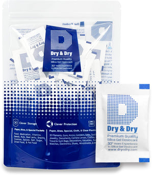 Dry & Dry 2 Gram [100 Packets] Food Safe Silica Gel Packs Desiccants - Rechargeable Silica Gel Packets, Moisture Absorbers, Desiccants Packets, Silica Gel
