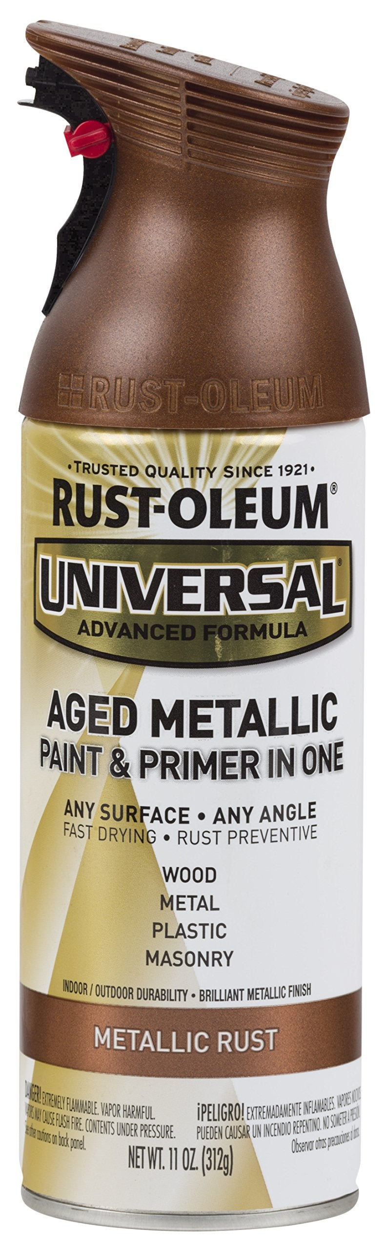 Rust-Oleum 285072 Universal All Surface Aged Metallic Spray Paint, 11 oz, Metallic Rust