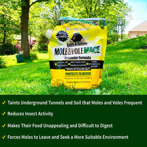 Nature's Mace Mole & Vole Repellent 10lb. Granular Bag/Covers 8,000 Sq. Ft. / Keep Moles & Voles Out of Your Lawn and Garden/Guaranteed to Repel Moles/Safe to use Around Home, Children, & Plants