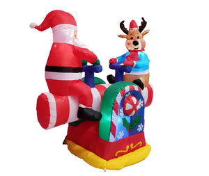 BZB Goods 4 Foot Animated Christmas Inflatable Santa Claus and Reindeer on Teeter Totter Outdoor Yard Decoration