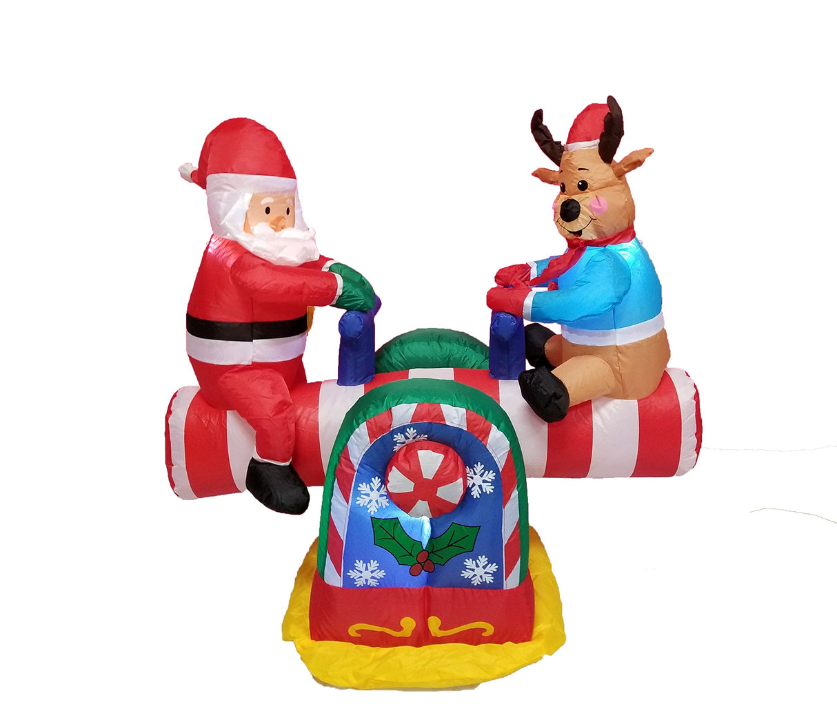 BZB Goods 4 Foot Animated Christmas Inflatable Santa Claus and Reindeer on Teeter Totter Outdoor Yard Decoration