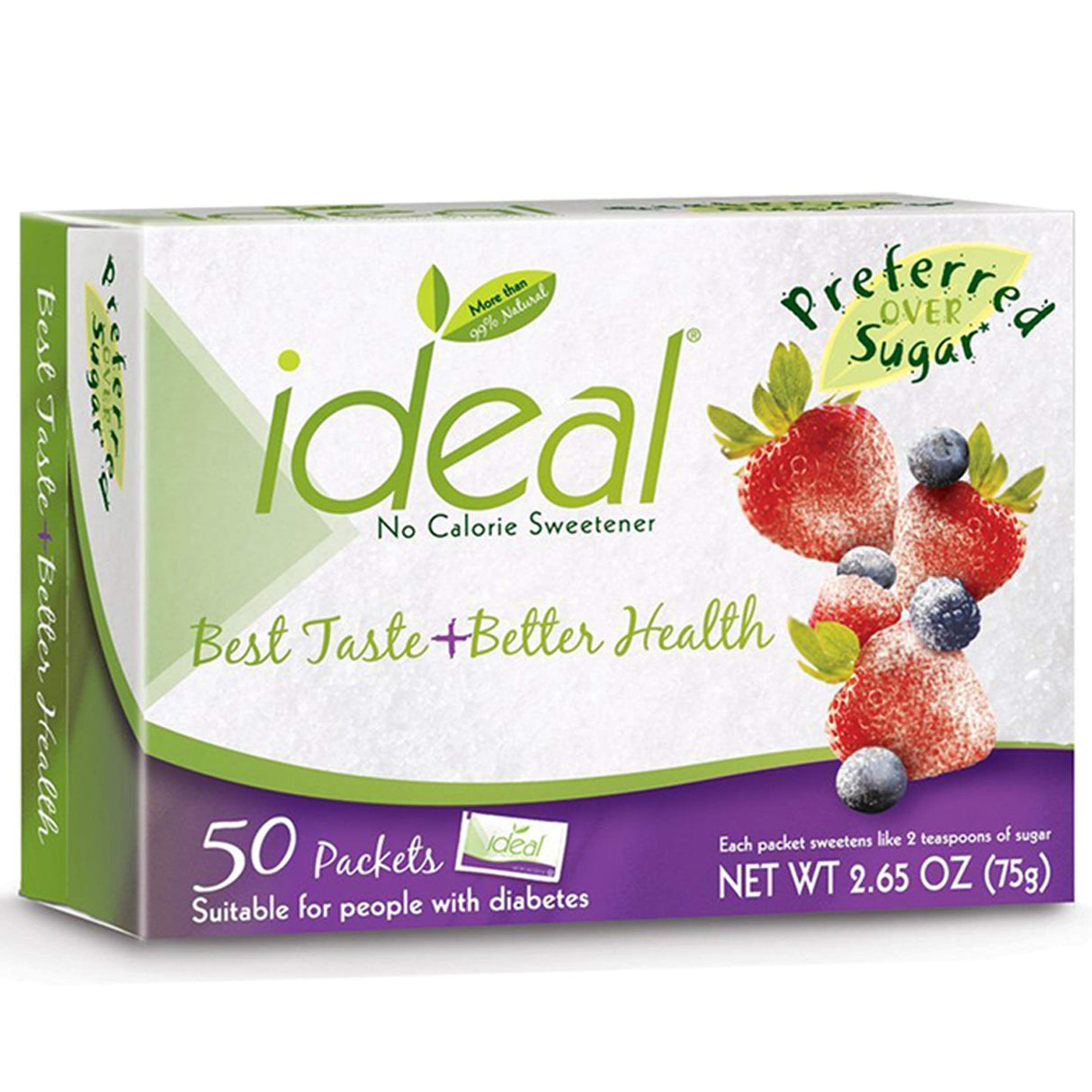Ideal No Calorie Xylitol Sweetener: Natural, Non GMO, Keto Friendly Sugar Substitute and Alternative, 50 Count Packets (Pack of 12)