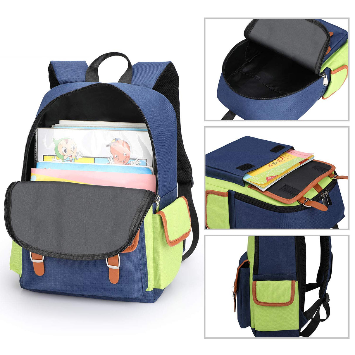 Kids Backpack Children Bookbag Preschool Kindergarten Elementary School Bag for Girls Boys(16182 Large green)