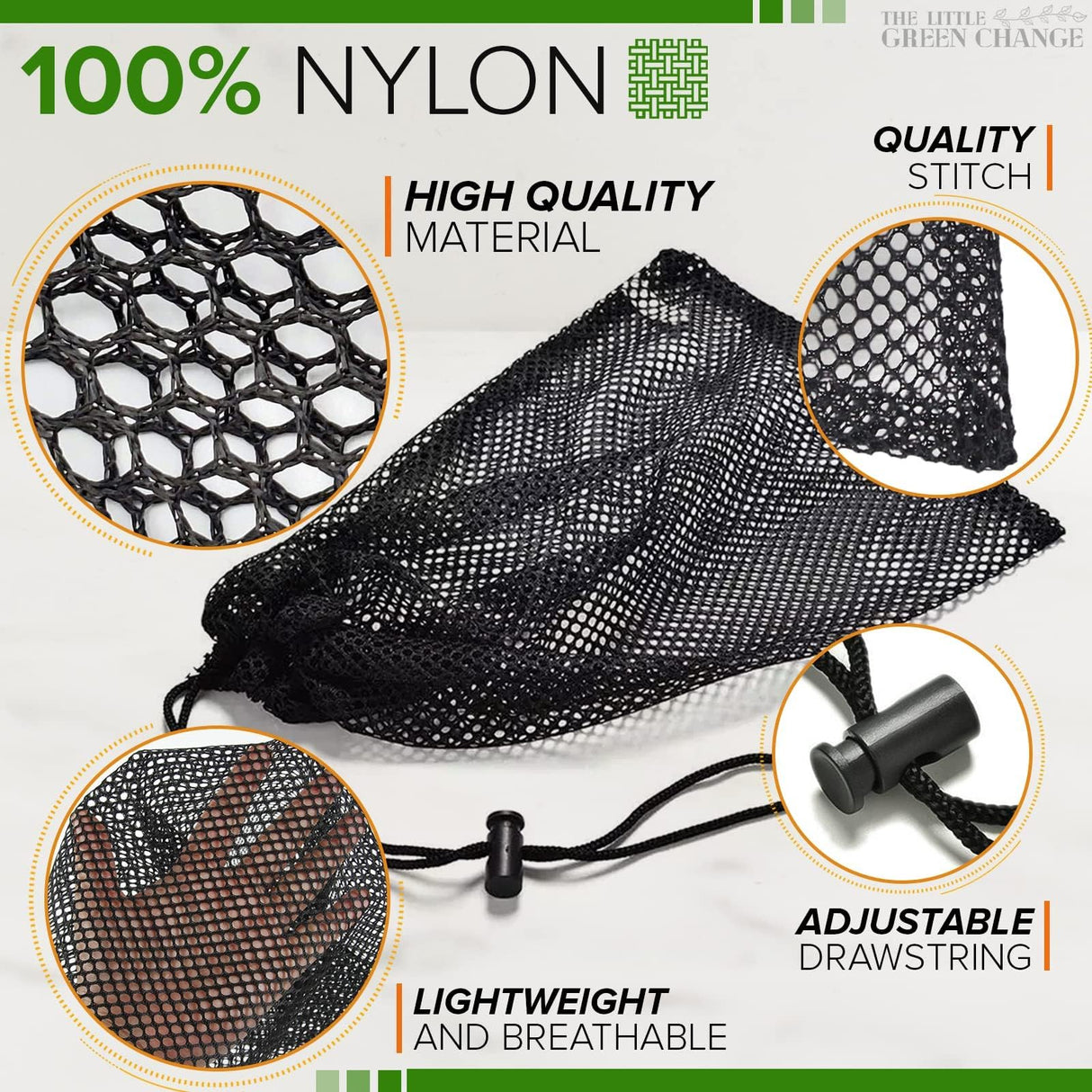 10 PCS Nylon Mesh Bags Drawstring for Storage of Small and Medium Sized Items - Multipurpose Mesh Bag With Drawstring - Cord Lock Mesh Drawstring Bags for Carrying Goods While Traveling or Camping