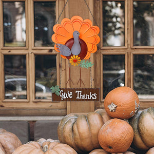 Vintage Metal Thanksgiving Turkey Welcome Sign, Autumn Harvest Give Thanks Front Door Wall Hanging Decoration, Welcome Home Garden Wall Flag, Fall Thanksgiving Door Decorations