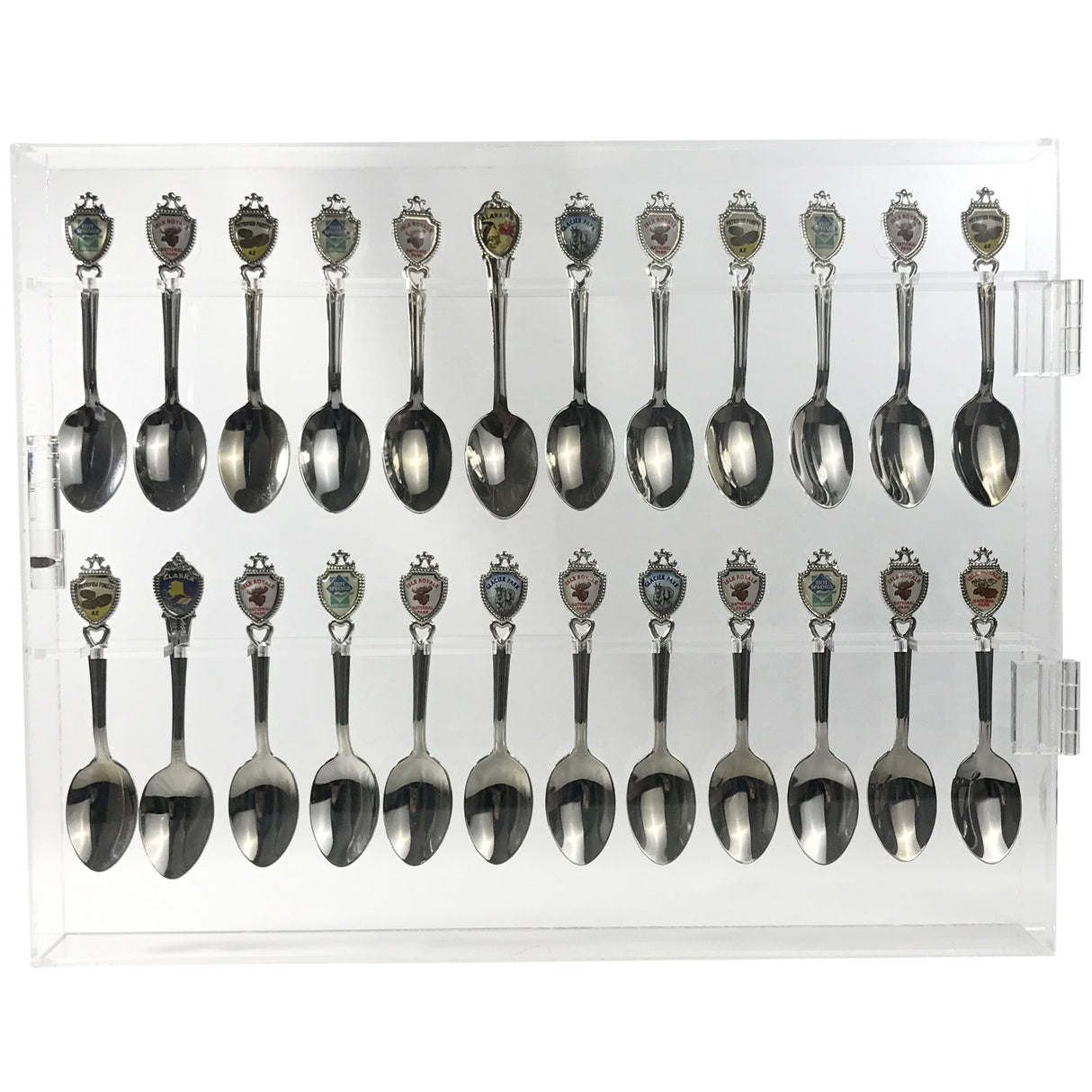 Ikee Design Premium Acrylic Souvenir Spoon Display Case, Wall Mountable Spoon Collections Organizer Storage Holder, Tea Spoon Storage Display Box, 13 7/8”W x 1 3/4”D x 10 7/8" H