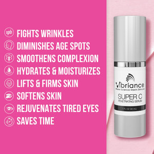 Vibriance Super C Serum for Mature Skin, All-In-One Formula Hydrates, Firms, Lifts, Targets Age Spots, Wrinkles, and Smooths Skin, 1 fl oz (30 ml), Pack of 1
