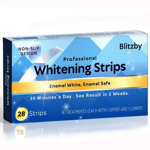 Blitzby Teeth Whitening Strips - 30 Minutes Express - Professional Effects - 28 Strips