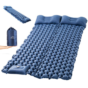 LUXEAR Sleeping Pad for Camping, Inflatable Camping Pad for 2 Person Foot Press Lightweight Backpacking Mat for Hiking Travel Camping Durable Waterproof Air Mattress Compact Hiking Pad