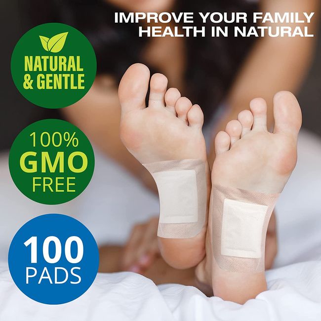 AOSORW 100 Pack Natural Foot Pads, Ginger Oil Bamboo Charcoal Foot Cleaner Pads, Deep Cleansing Foot Care Patch, Effective Feet Health Patches to Boost Energy, Better Sleep and Foot Pain Relief
