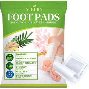AOSORW 100 Pack Natural Foot Pads, Ginger Oil Bamboo Charcoal Foot Cleaner Pads, Deep Cleansing Foot Care Patch, Effective Feet Health Patches to Boost Energy, Better Sleep and Foot Pain Relief