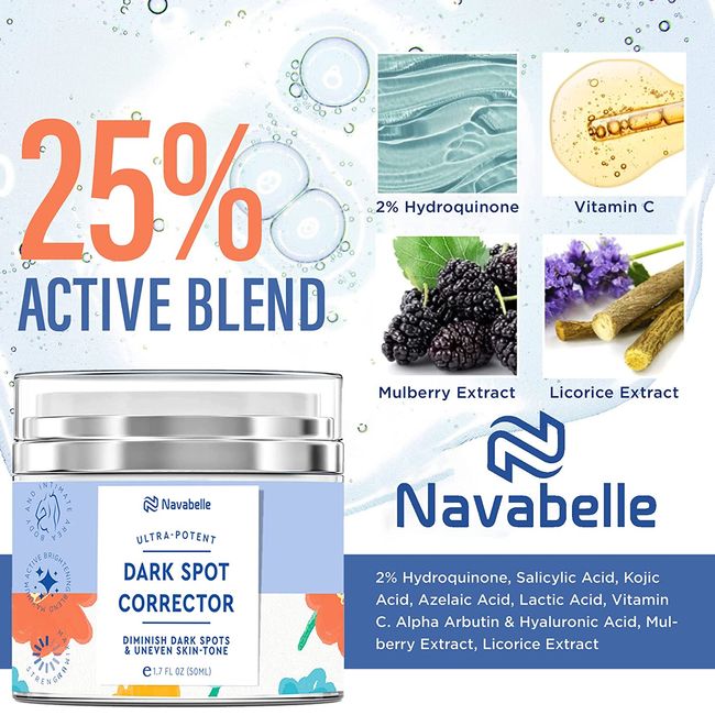 Navabelle Dark Spot Remover for Face and Body, Hyperpigmentation Treatment for Face and Dark Skin, Crema Para Las Manchas De La Cara, Melasma Treatment and Niacinamide Serum, Sun Spots Removal for Face for Men and Women