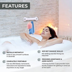 Grab Bars for Bathtubs and Showers, Shower Handles for Elderly Suction, Bathroom Accessories for Shower Chair, Grab Bars for Elderly for Wall, Handicap Grab Bars, Shower Grab Bars for Senior 3 Suction